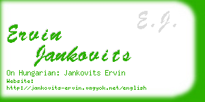 ervin jankovits business card